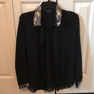 Black sheer button up